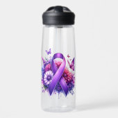 Fibromyalgie Awareness Ribbon Waterfles (Voorkant)