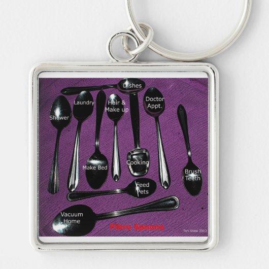 Fibromyalgie Awareness Spoons Sleutelhanger (Voorkant)