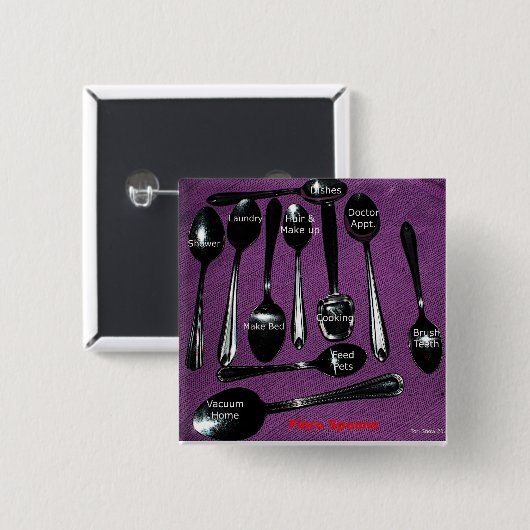 Fibromyalgie Awareness Spoons Vierkante Button 5,1 Cm (Voorkant /achterkant)