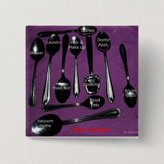 Fibromyalgie Awareness Spoons Vierkante Button 5,1 Cm (Voorkant)