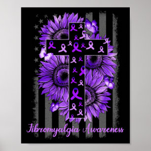 Fibromyalgie Awareness Supporter Warrior Sunflower Poster