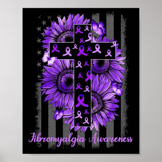 Fibromyalgie Awareness Supporter Warrior Sunflower Poster (Voorkant)