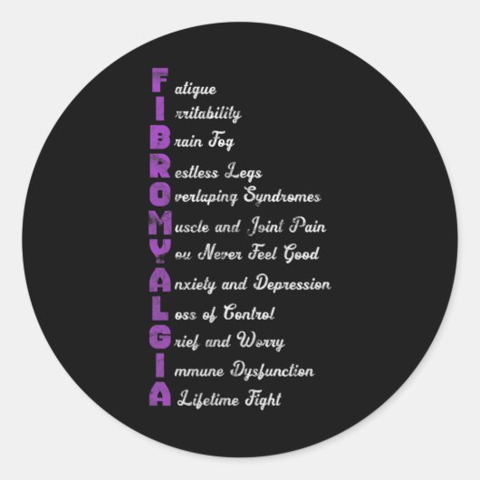 Fibromyalgie betekent chronische pijn Fibromyose Ronde Sticker (Voorkant)