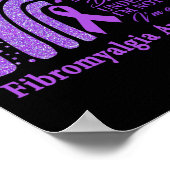 Fibromyalgie Bewustheid Aankomst ondersteunt Paars Poster (Hoek)
