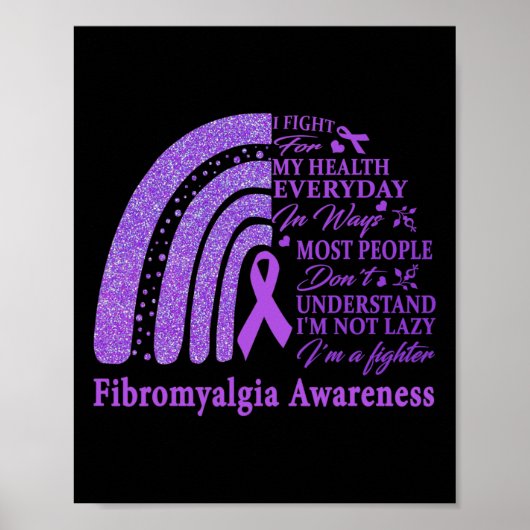 Fibromyalgie Bewustheid Aankomst ondersteunt Paars Poster (Voorkant)