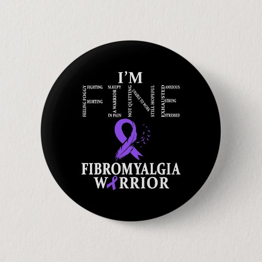 Fibromyalgie Bewustheid Aankomst ondersteunt Paars Ronde Button 5,7 Cm (Voorkant)