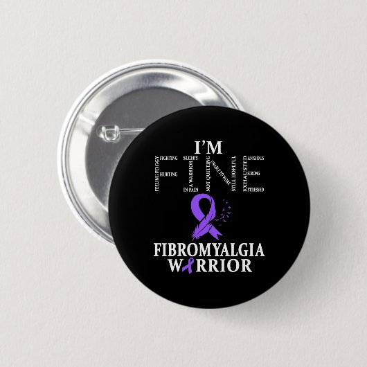 Fibromyalgie Bewustheid Aankomst ondersteunt Paars Ronde Button 5,7 Cm (Voorkant /achterkant)