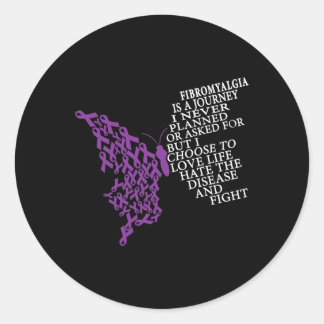 Fibromyalgie Bewustheid Aankomst ondersteunt Paars Ronde Sticker