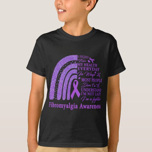 Fibromyalgie Bewustheid Aankomst ondersteunt Paars T-shirt (Voorkant)
