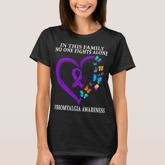 Fibromyalgie Bewustheid Aankomst ondersteunt Paars T-shirt (Voorkant)