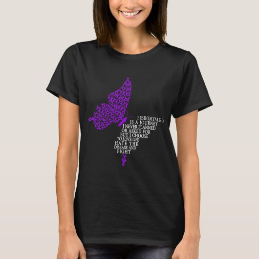 Fibromyalgie Bewustheid Aankomst ondersteunt Paars T-shirt (Voorkant)