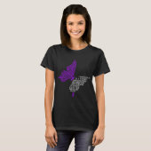 Fibromyalgie Bewustheid Aankomst ondersteunt Paars T-shirt (Voorkant volledig)