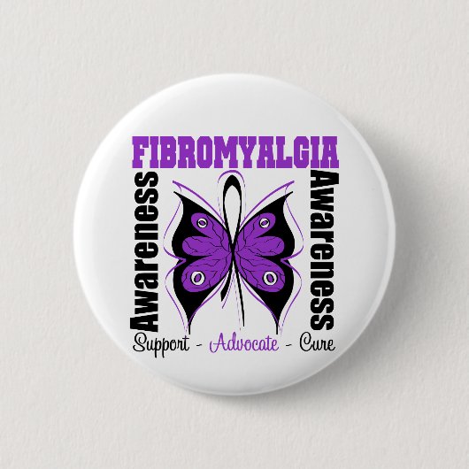 Fibromyalgie Bewustheid Botervlieg Ronde Button 5,7 Cm (Voorkant)