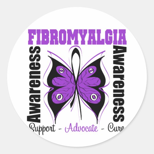 Fibromyalgie Bewustheid Botervlieg Ronde Sticker (Voorkant)