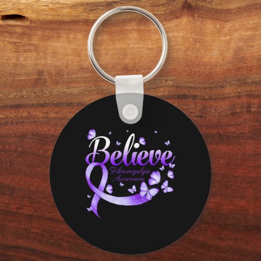 Fibromyalgie Bewustheid Botervlieg Sleutelhanger (Voorkant)