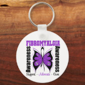 Fibromyalgie Bewustheid Botervlieg Sleutelhanger (Voorkant)