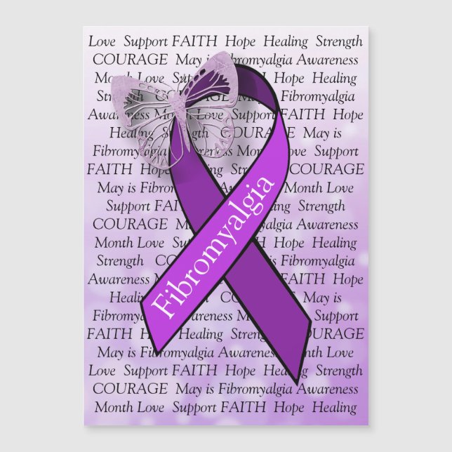 Fibromyalgie Bewustheid Butterfly Ribbon Magnet (Voorkant)