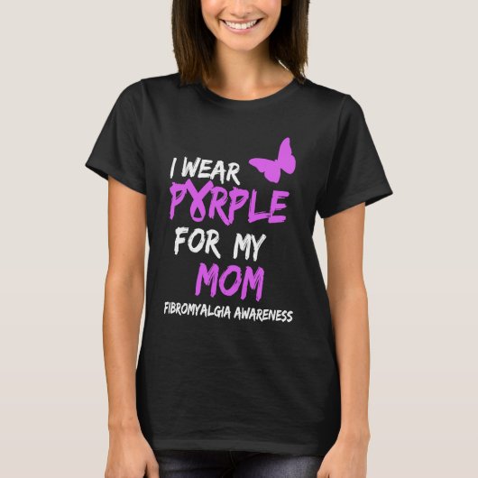 Fibromyalgie Bewustheid dat ik Paars voor mijn moe T-shirt (Voorkant)