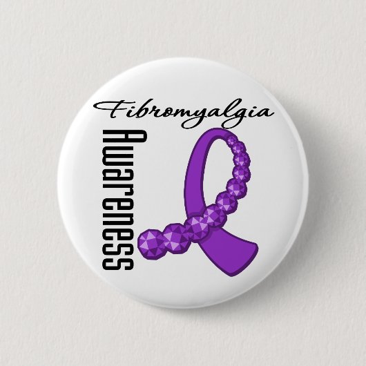 Fibromyalgie Bewustheid Gemstone Ribbon Ronde Button 5,7 Cm (Voorkant)