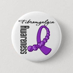 Fibromyalgie Bewustheid Gemstone Ribbon Ronde Button 5,7 Cm