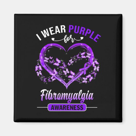 Fibromyalgie Bewustheid Ik Draag Paarse Butterfly Magneet (Voorkant)
