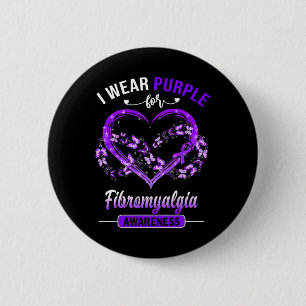 Fibromyalgie Bewustheid Ik Draag Paarse Butterfly  Ronde Button 5,7 Cm