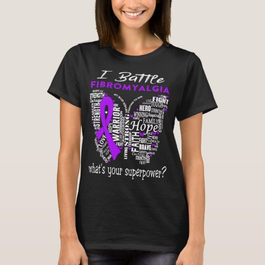 Fibromyalgie Bewustheid Maand Ribbon Giften T-shirt (Voorkant)