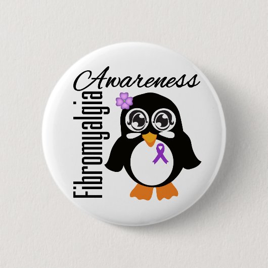 Fibromyalgie Bewustheid Pinguïn Ronde Button 5,7 Cm (Voorkant)