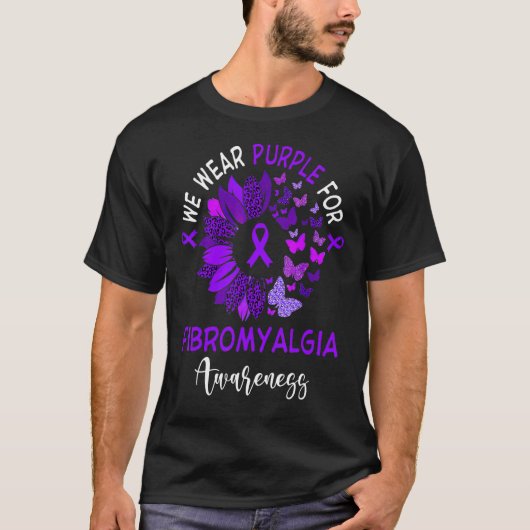 Fibromyalgie Bewustheid Zonnebloem T-shirt (Voorkant)
