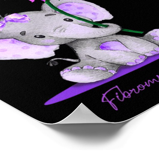 FIBROMYALGIE BEWUSTMAKING Elephant Sunflower Pur Poster (Hoek)