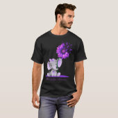 FIBROMYALGIE BEWUSTMAKING Elephant Sunflower Pur T-shirt (Voorkant volledig)