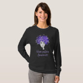 Fibromyalgie Bewustmaking Paarse Butterflies T-shirt (Voorkant volledig)