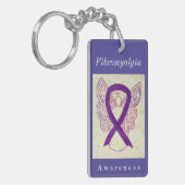 Fibromyalgie Bewustmaking Ribbon Angel Sleutelhang Sleutelhanger (Voorkant Links)