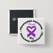 Fibromyalgie Bewustmakingsmaand Vierkante Button 5,1 Cm (Voorkant /achterkant)