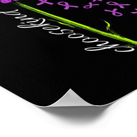 Fibromyalgie Bewustzijn Daisy Flower Falling Ribbo Poster (Hoek)