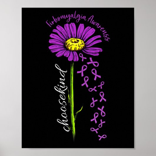 Fibromyalgie Bewustzijn Daisy Flower Falling Ribbo Poster (Voorkant)