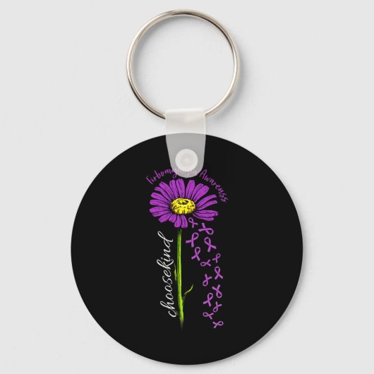 Fibromyalgie Bewustzijn Daisy Flower Falling Ribbo Sleutelhanger (Voorkant)