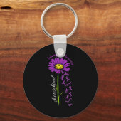 Fibromyalgie Bewustzijn Daisy Flower Falling Ribbo Sleutelhanger (Voorkant)