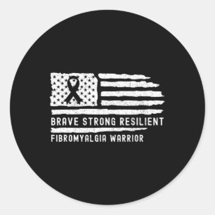 Fibromyalgie Bewustzijn Dappere Sterke Veerkrachti Ronde Sticker