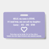 Fibromyalgie bewustzijn ID geduld pvc badge (Achterkant)