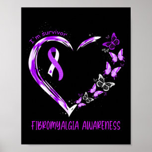 Fibromyalgie Bewustzijn Ik ben Survivor Heart Ribb Poster