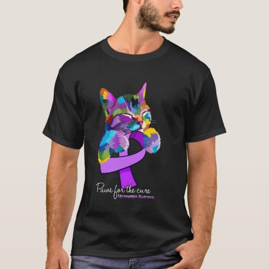 Fibromyalgie Bewustzijn Kat Fibro Overlevenden Poo T-shirt (Voorkant)