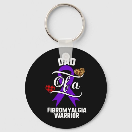 Fibromyalgie Bewustzijn Leopard Buffalo Plaid Fami Sleutelhanger (Voorkant)