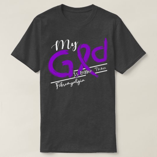 Fibromyalgie Bewustzijn Mijn God is hierin sterker T-shirt (Design voorkant)
