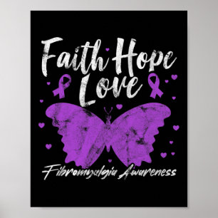 Fibromyalgie bewustzijn Paarse vlinder Fibro Oorlo Poster