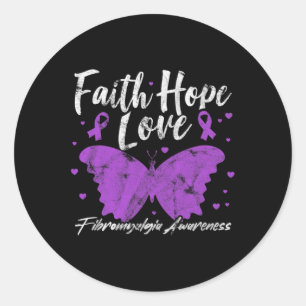 Fibromyalgie bewustzijn Paarse vlinder Fibro Oorlo Ronde Sticker