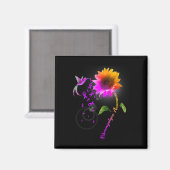 Fibromyalgie Bewustzijn Paarse Zonnebloem Hummingb Magneet (Voorkant / Achterkant)