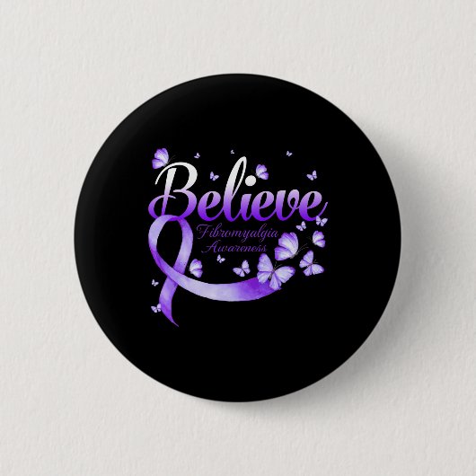 Fibromyalgie Bewustzijn Vlinder 1 Ronde Button 5,7 Cm (Voorkant)