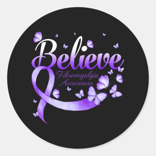 Fibromyalgie Bewustzijn Vlinder 1 Ronde Sticker (Voorkant)