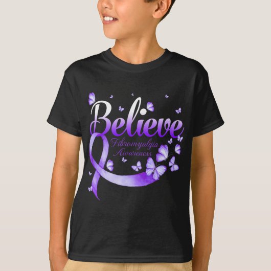 Fibromyalgie Bewustzijn Vlinder 1 T-shirt (Voorkant)